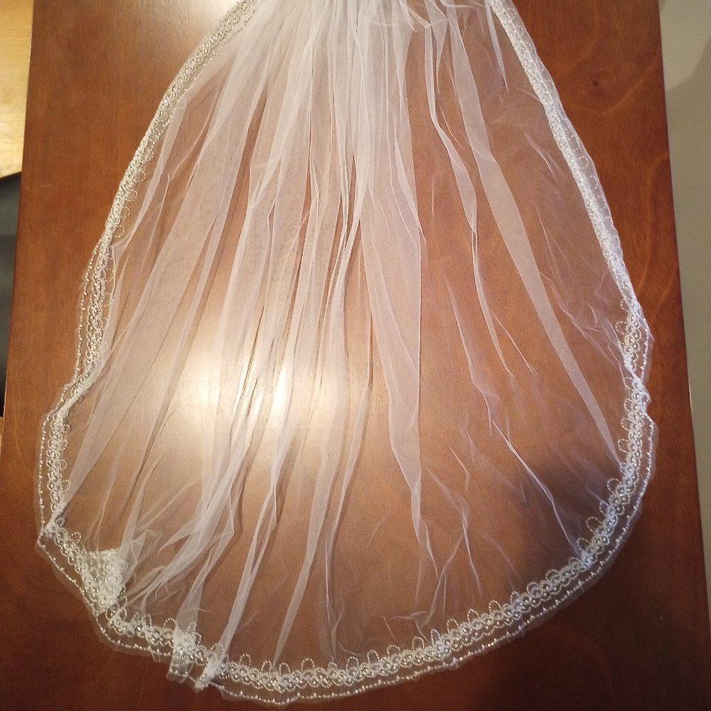 Wedding veil ivory beaded